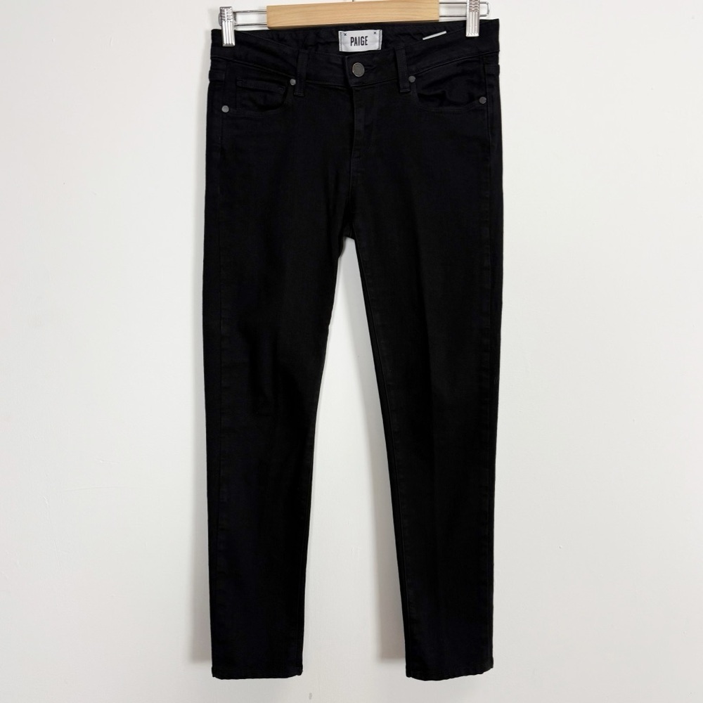Paige Skyline Skinny Jeans Womens 27 Black Cotton Blend